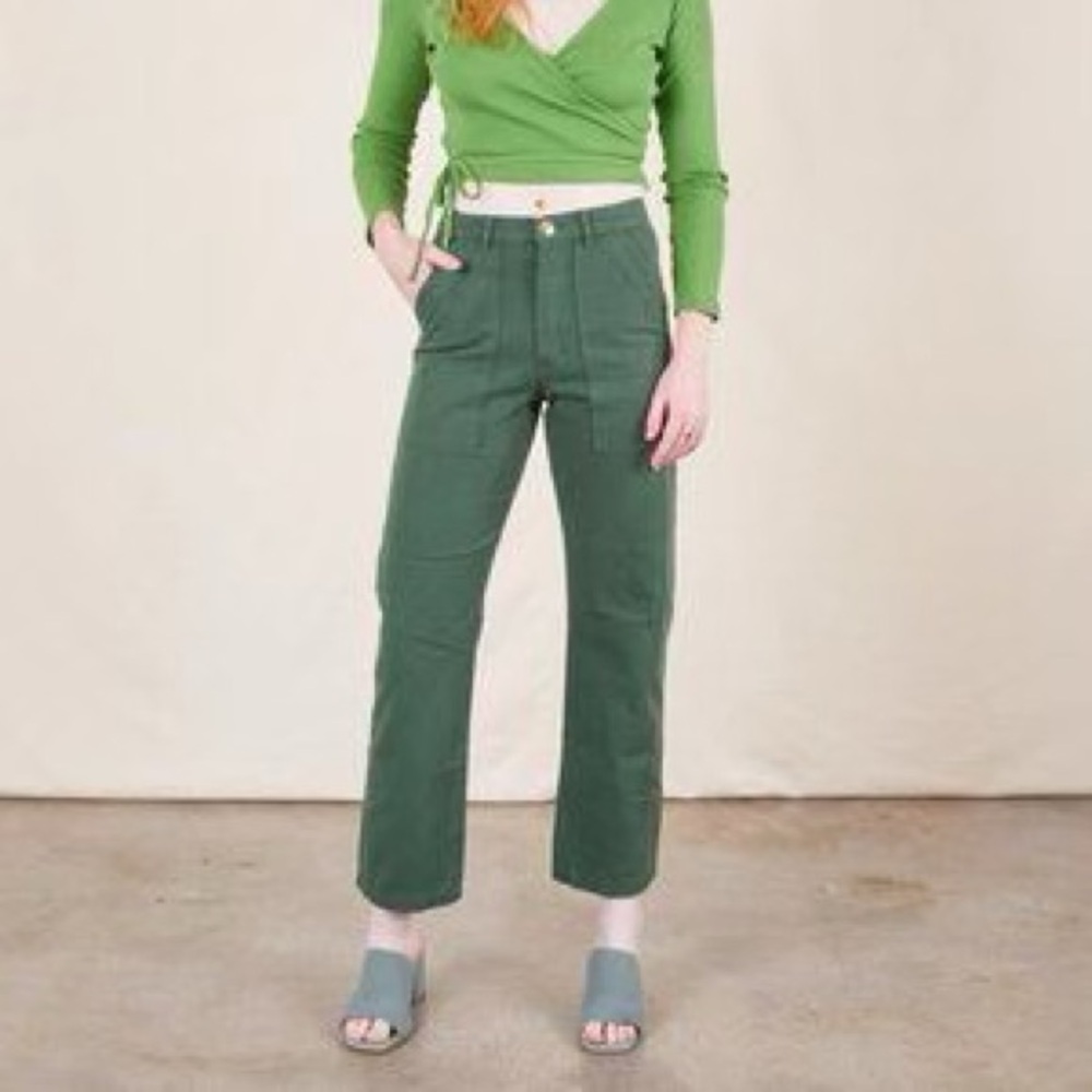 Big Bud Press Work Pants in Dark Emerald Green SMALL PETITE